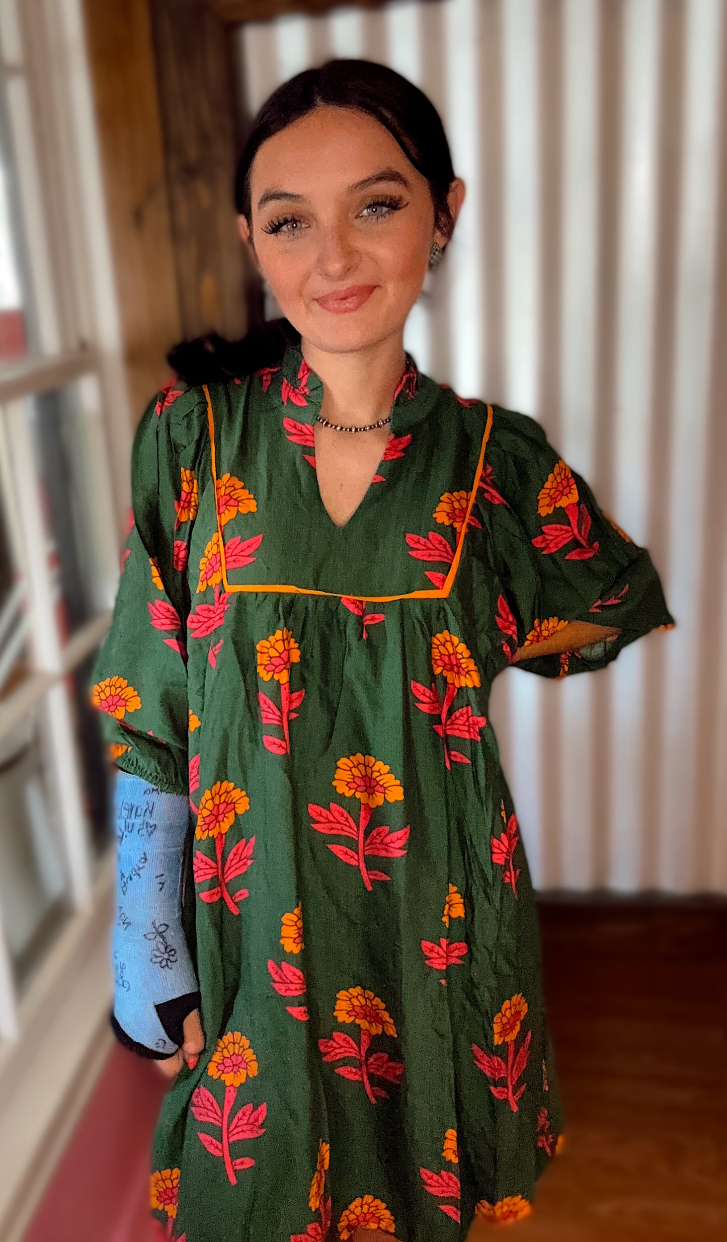 Emerald blooms dress