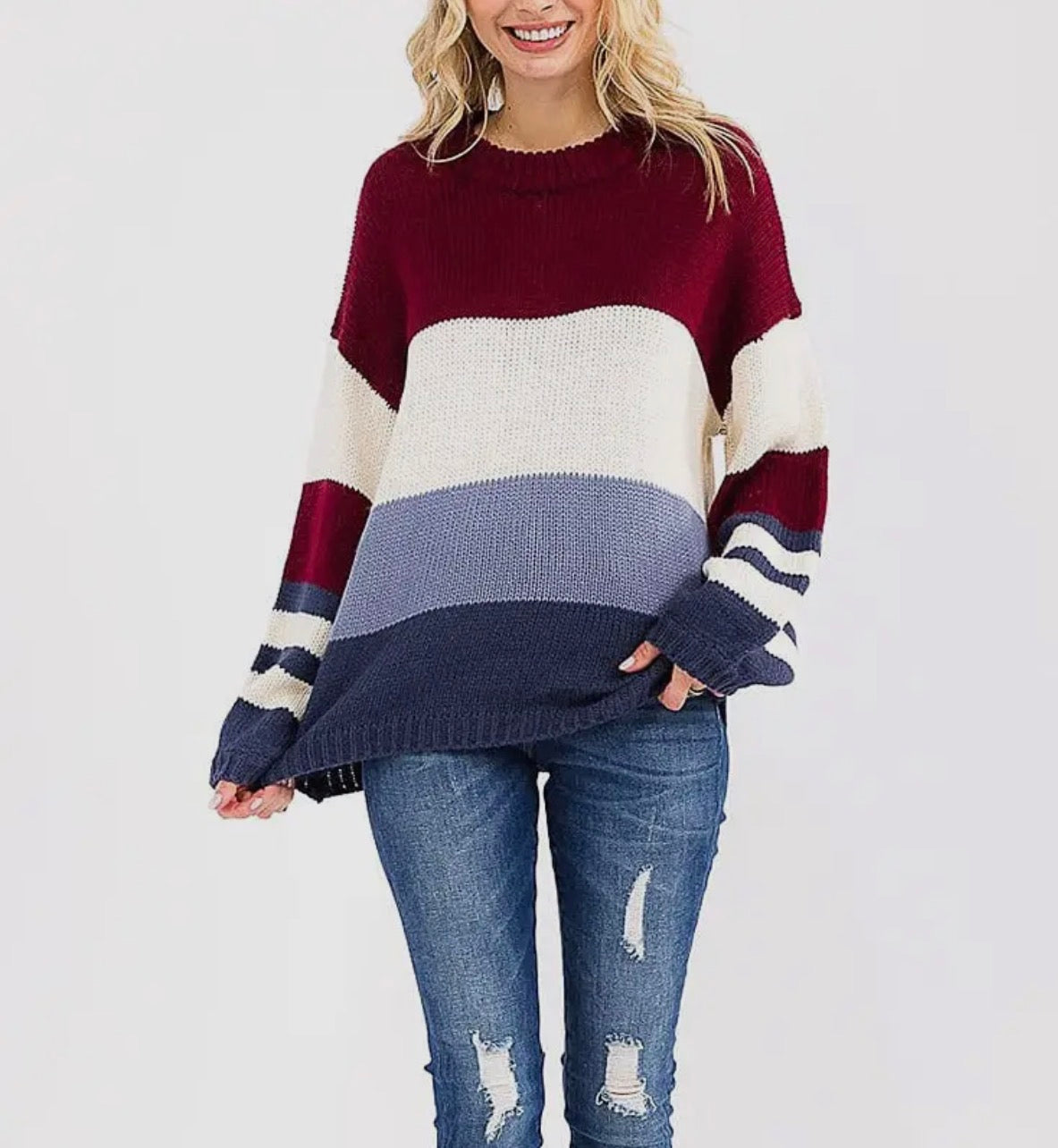 Maroon block sweater