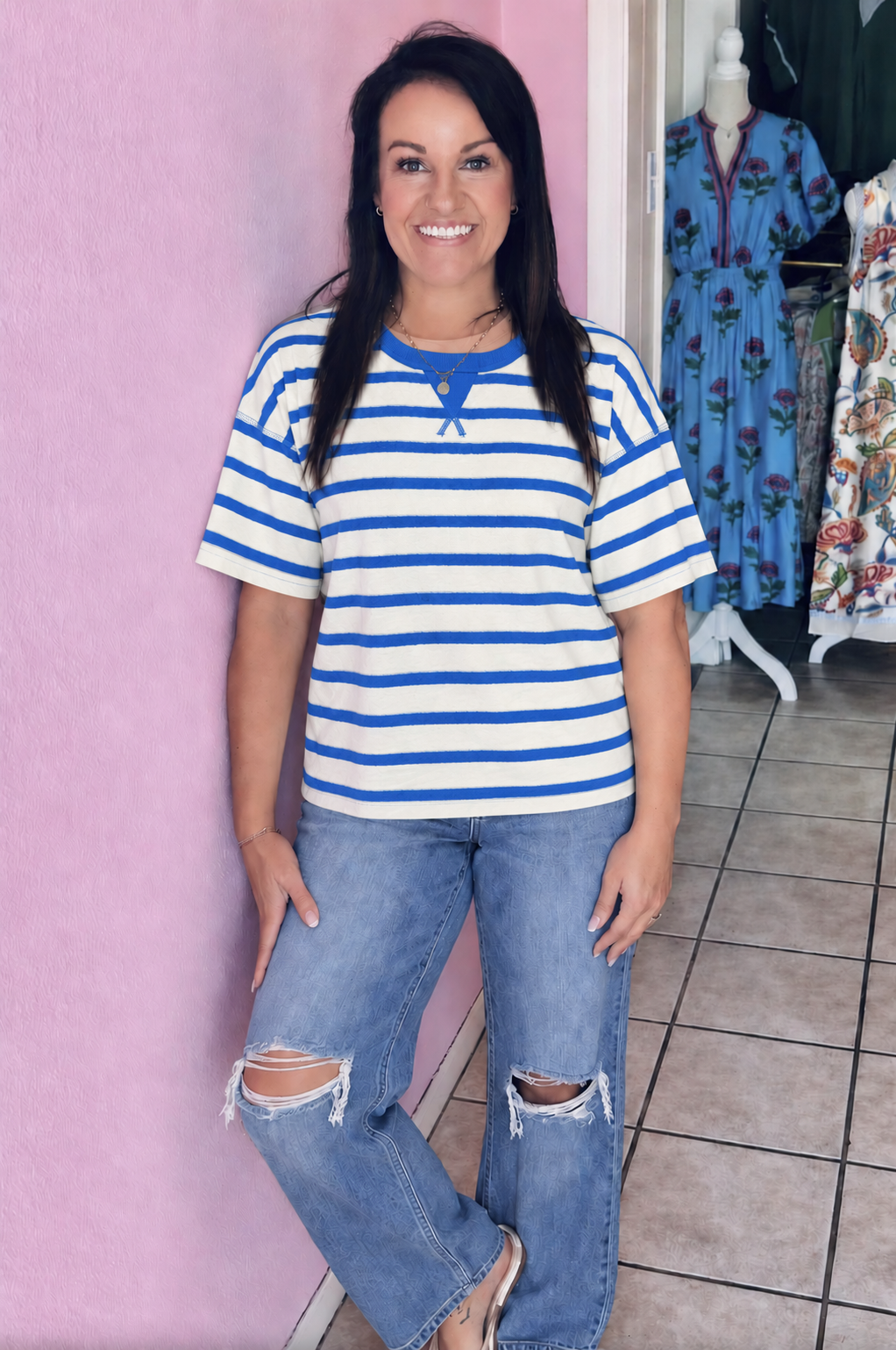 Blue Striped Top