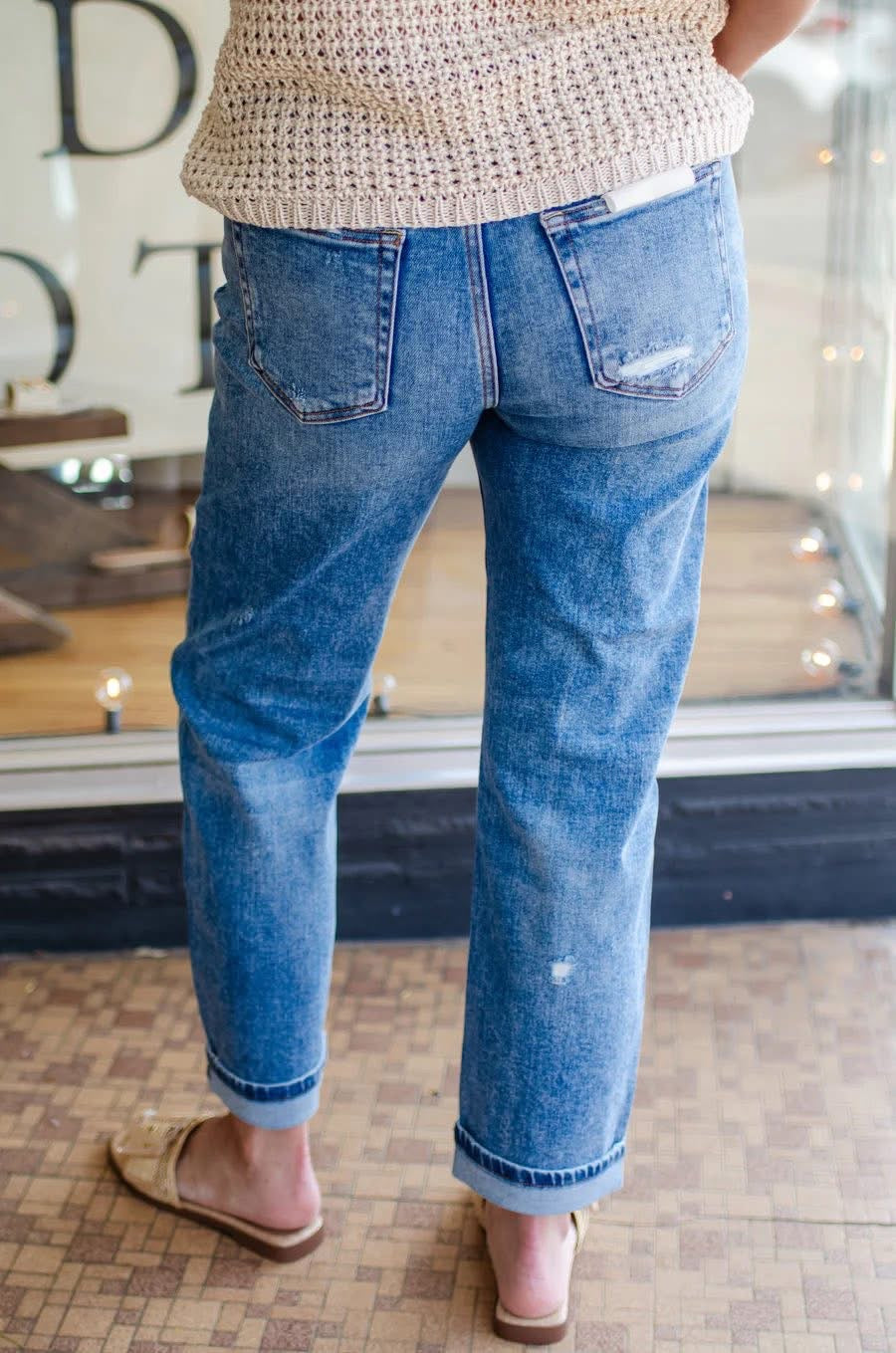 High water boyfriend jeans