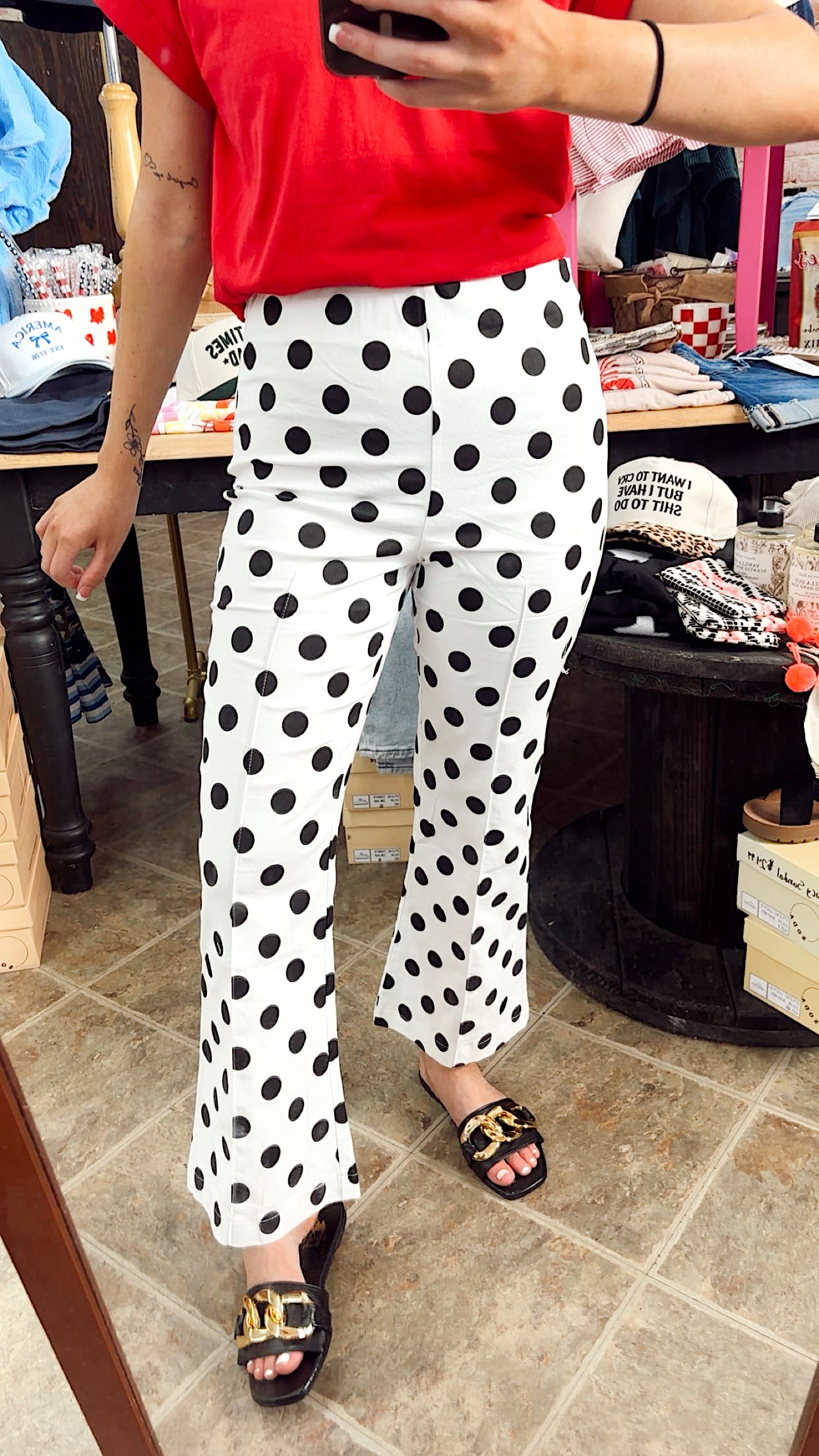 Pleated Polkadot Pants