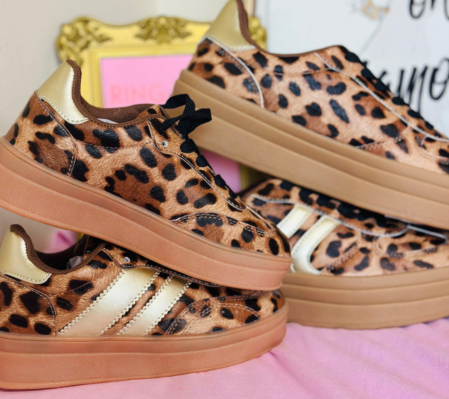 Kids Leopard Platform Sneakers