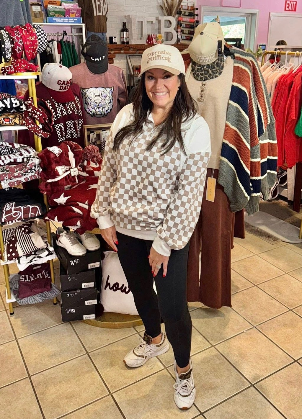 Checkered Quarter Zip