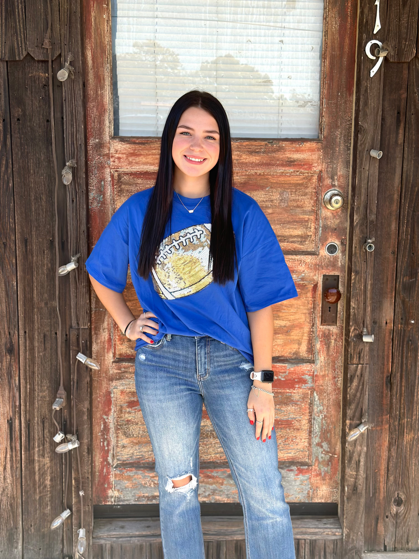 Big Sequin Football Top