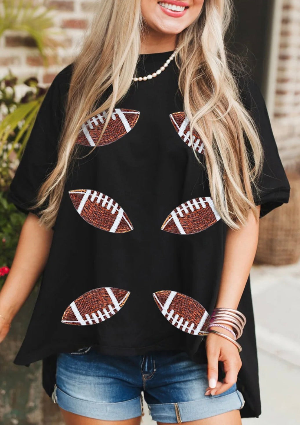 Sequin Football Tee