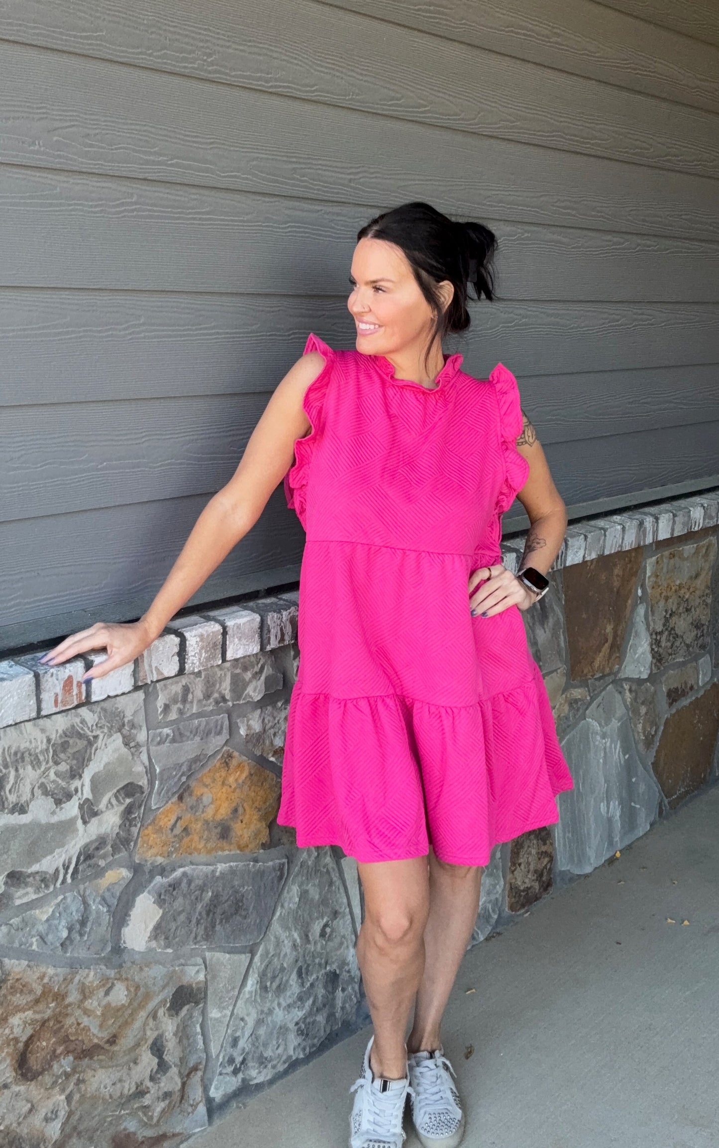 Pink Diamond Stitch Dress