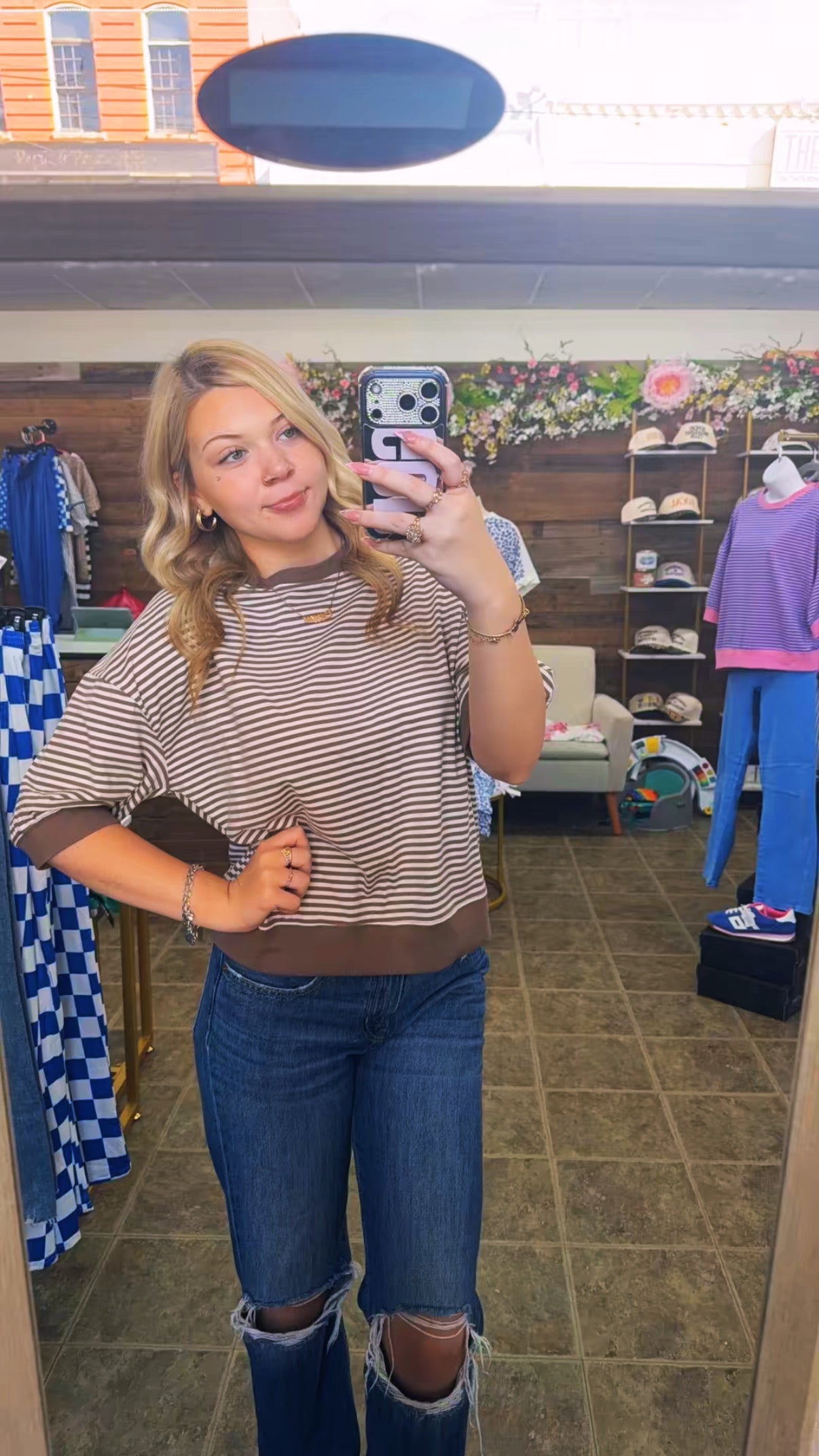 Chocolate Brown Stripe Top