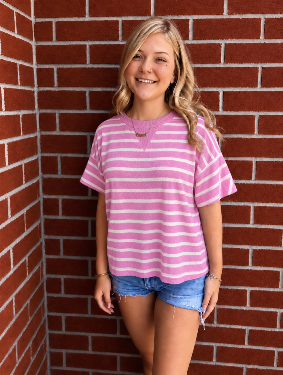 Pink Prep Striped Top