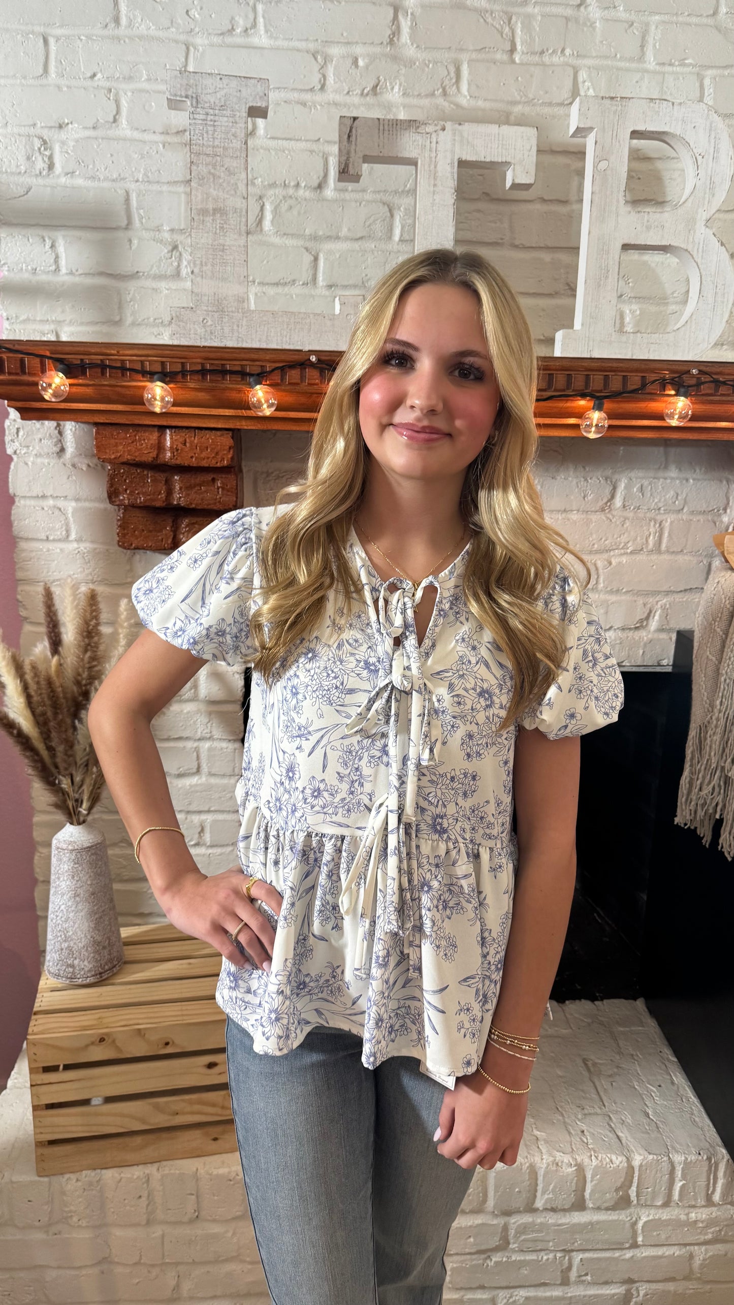 Blue floral top