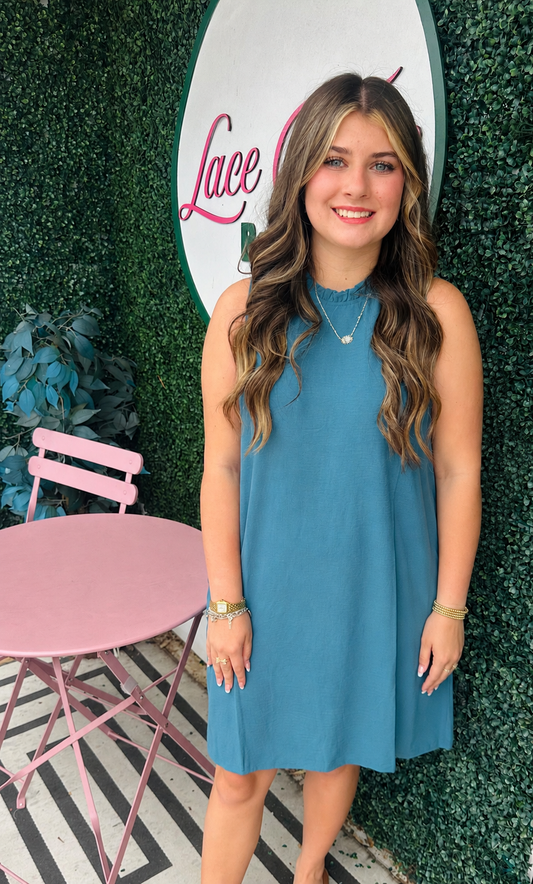 Mock neck sleeveless dress