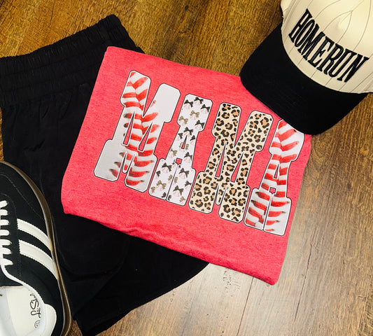 Red Mama Baseball Tee