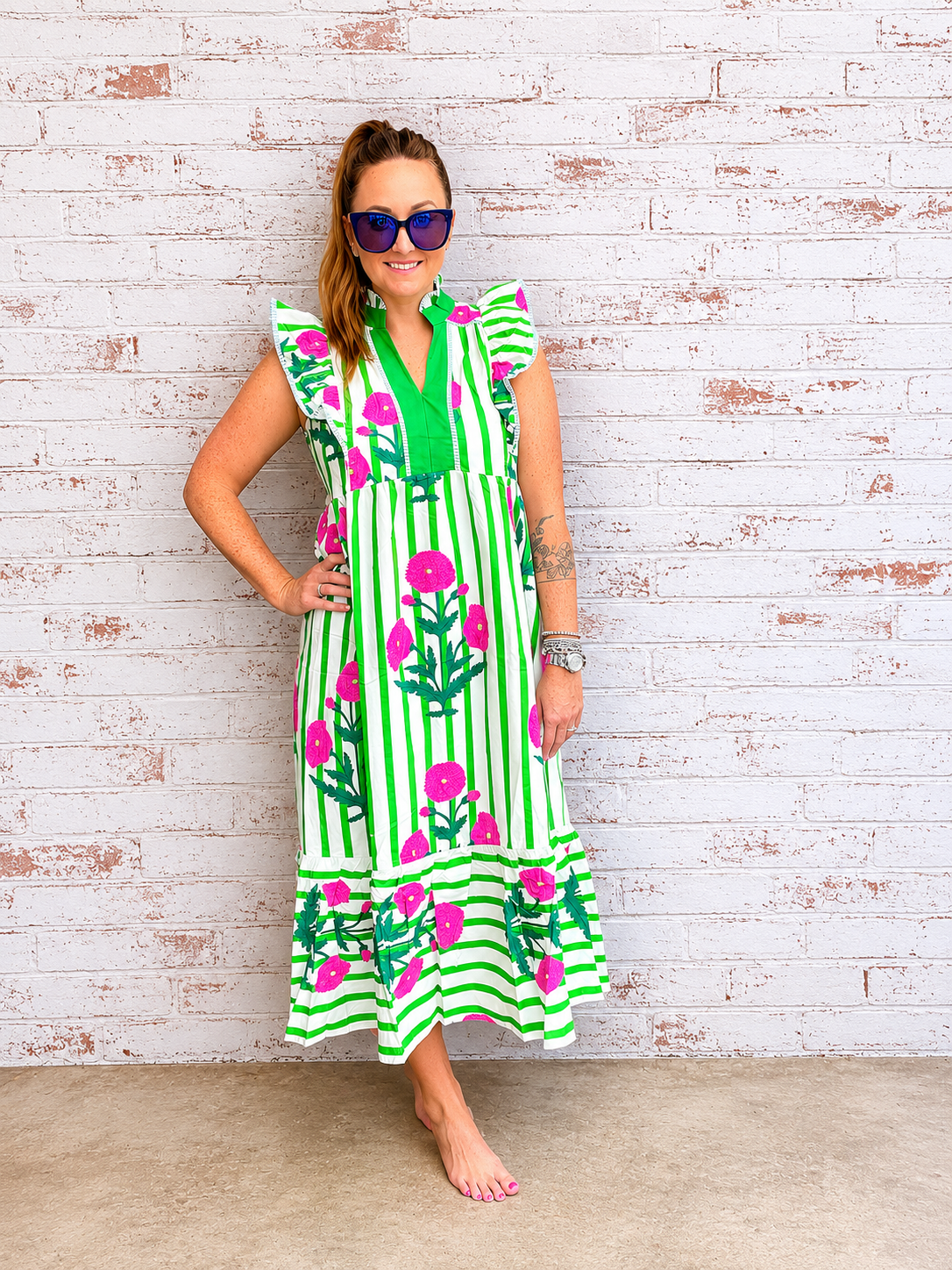 Striped Floral Dress