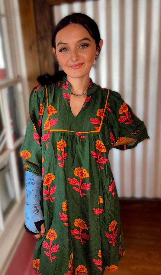 Emerald blooms dress