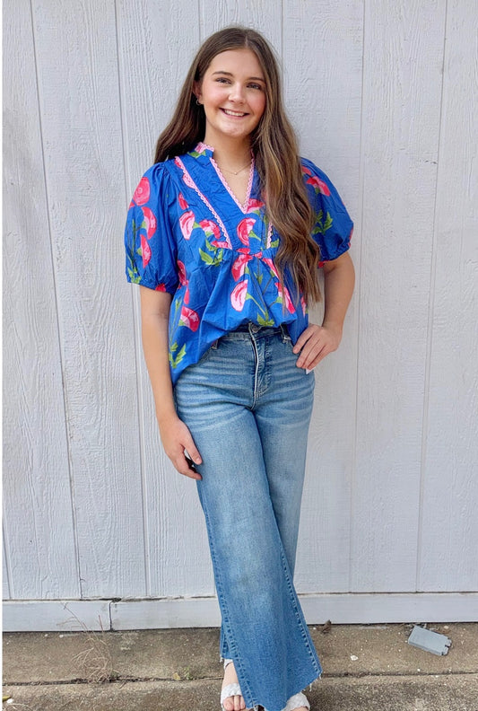 Blue Floral Top