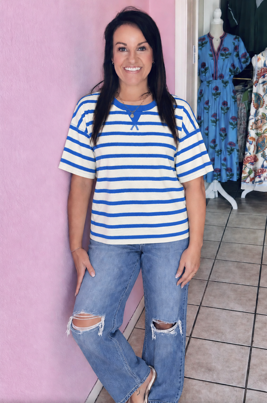 Blue Striped Top