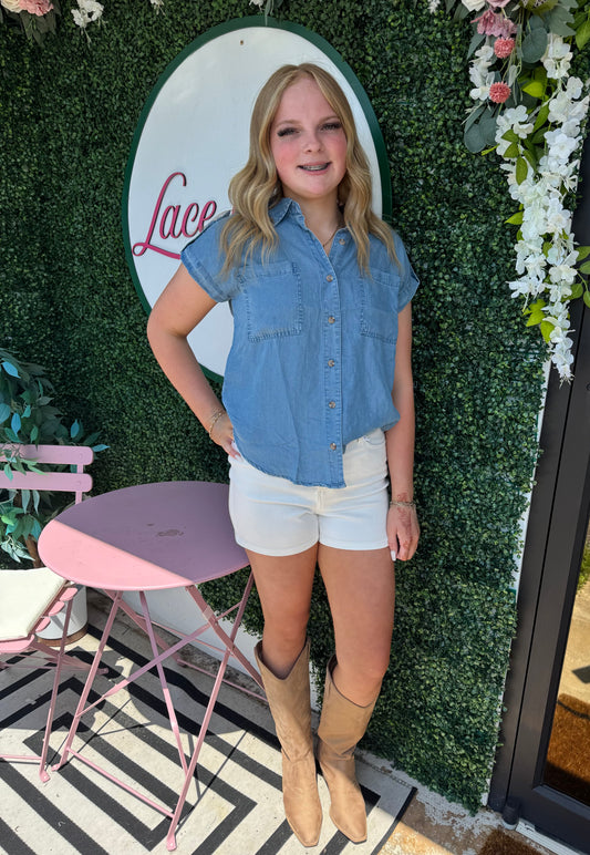 Denim pocket top