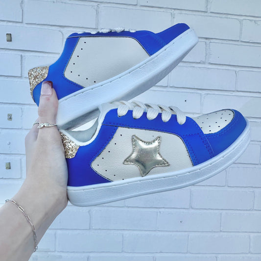 Kids Blue and Gold Star Shoes