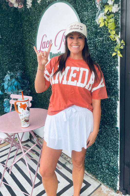 Burnt game day tee