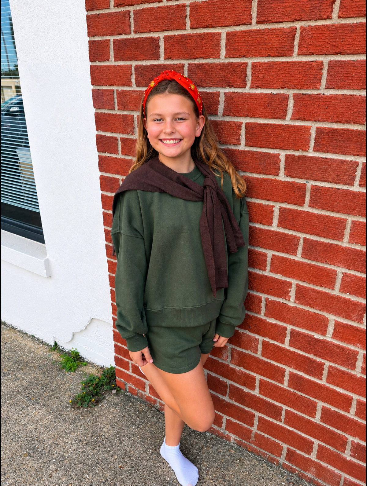 Brown preppy sweater wrap