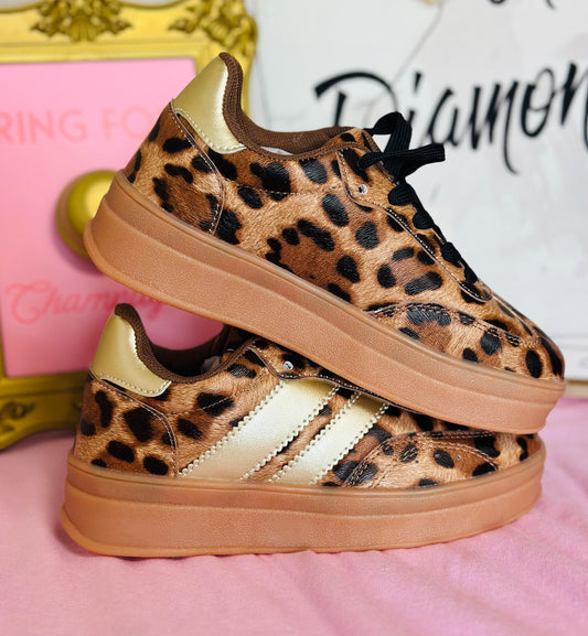 Kids Leopard Platform Sneakers