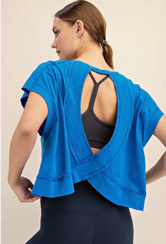 Blue Cutout Top