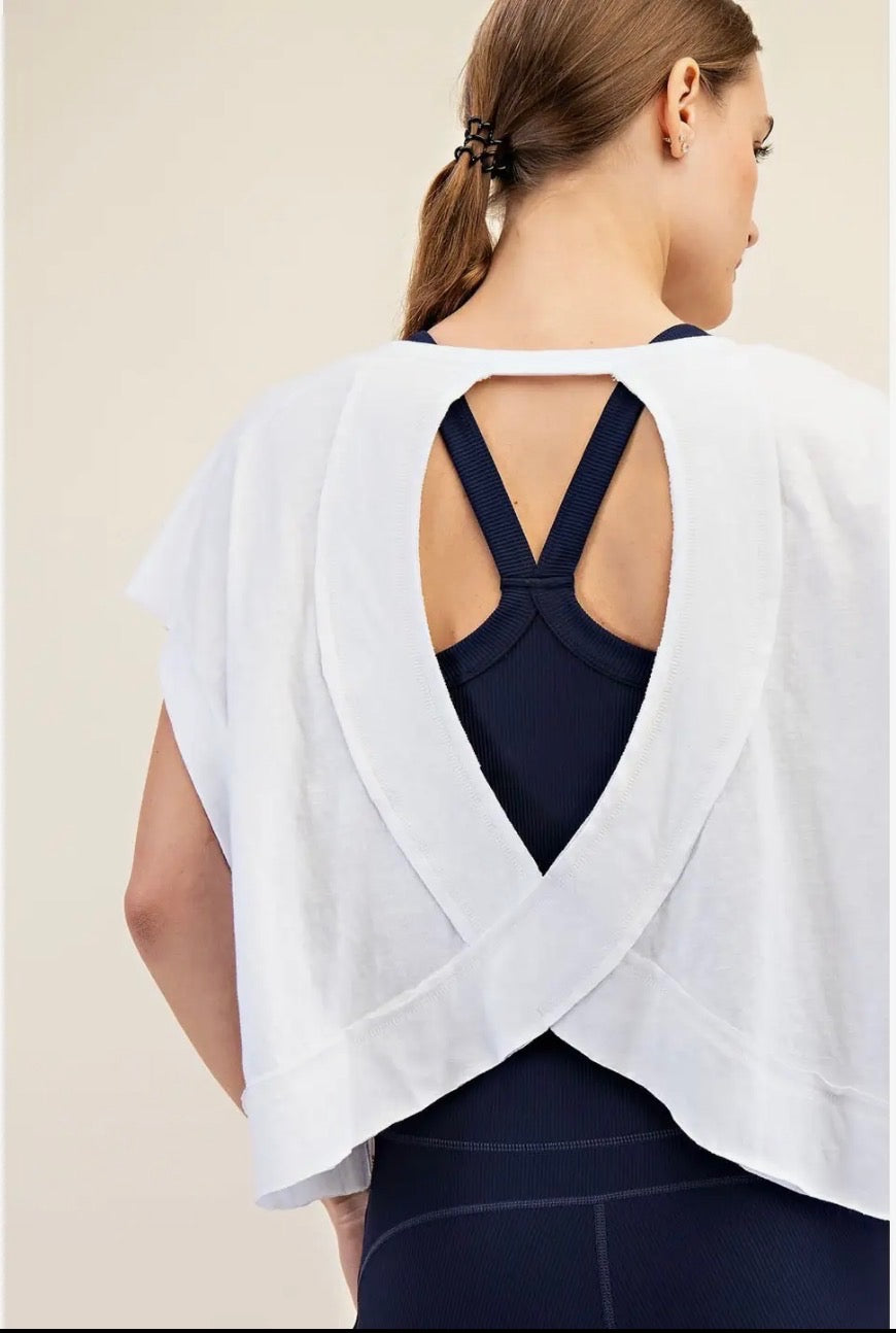 White Open-Back Top