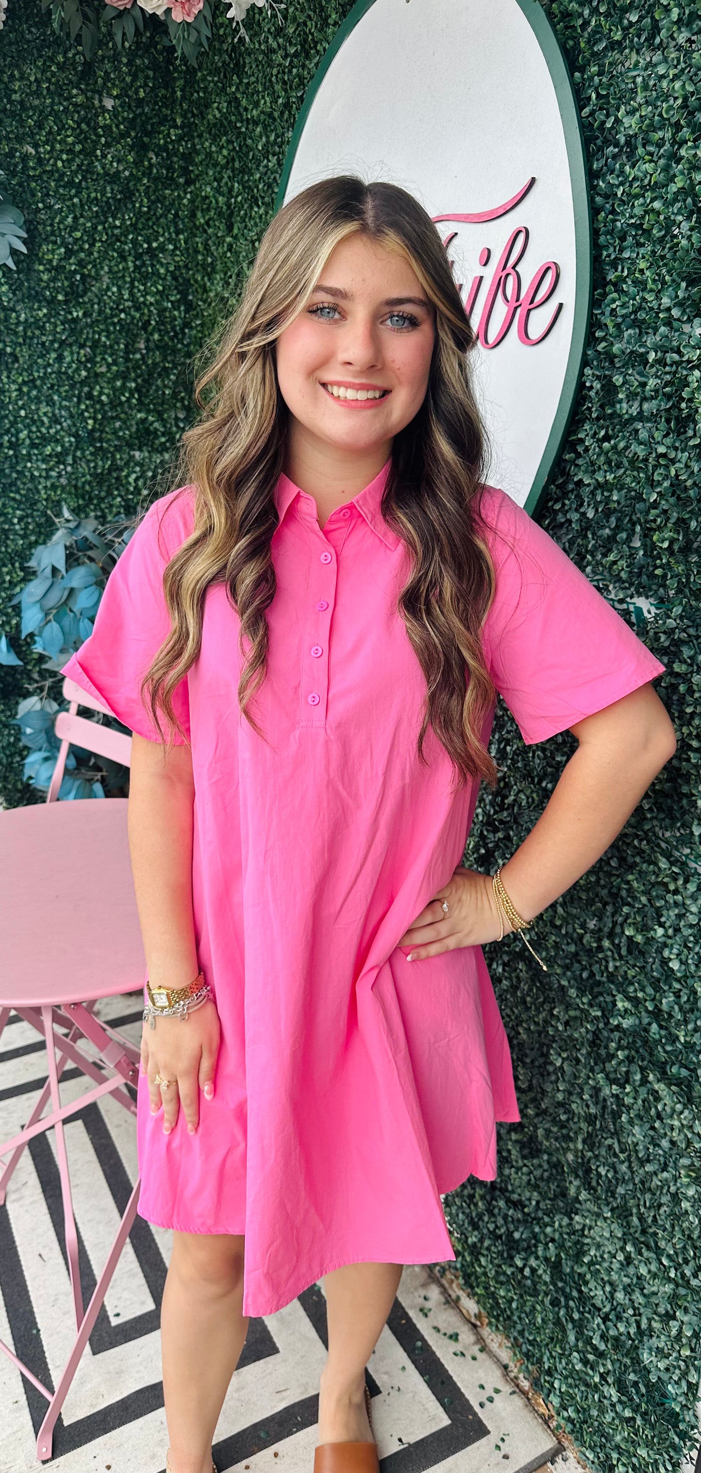 Poplin pink dress