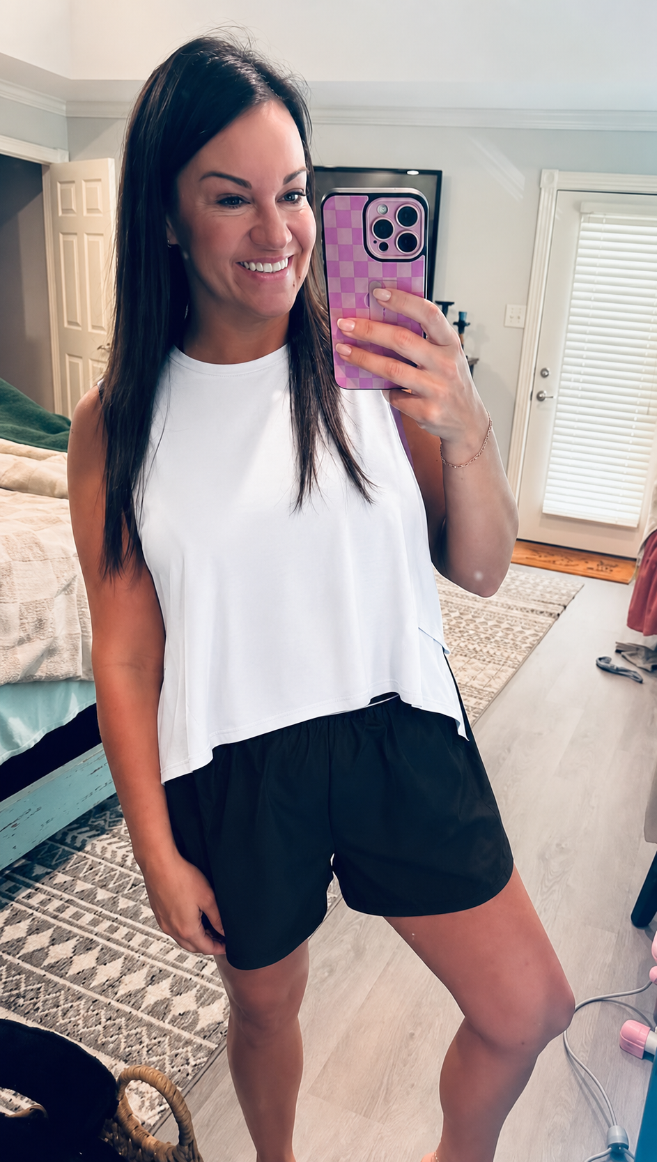 Black Elastic Contrast Shorts