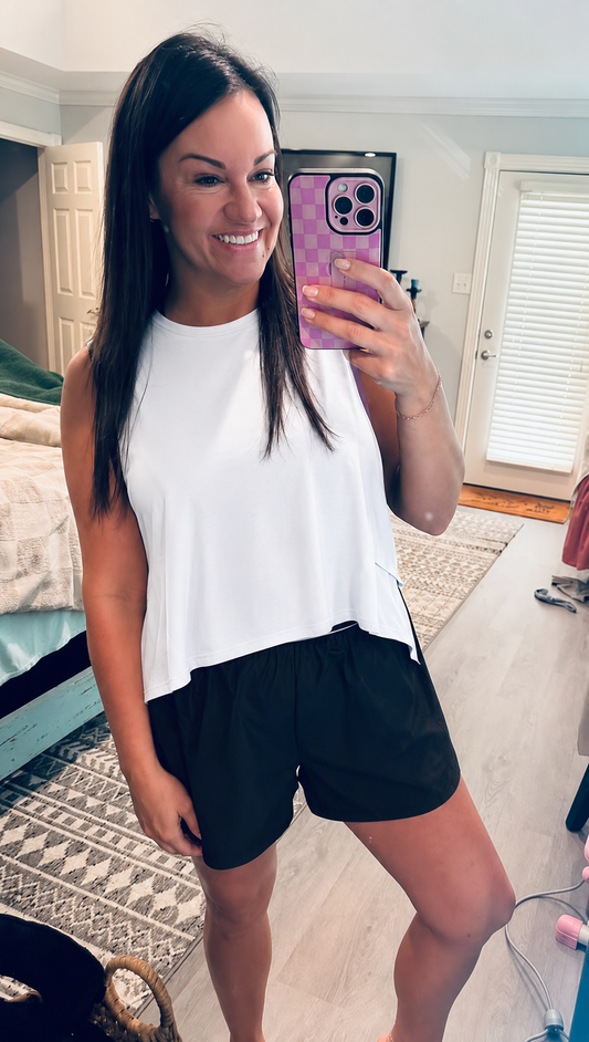 Black Elastic Contrast Shorts