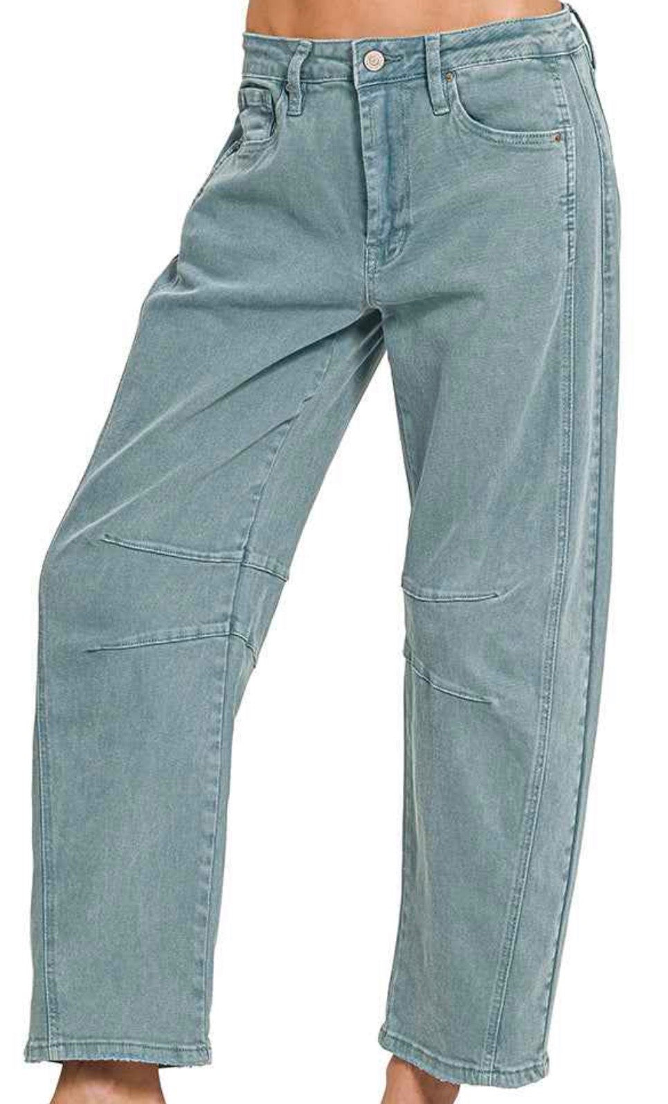 Teal Barrel Jeans