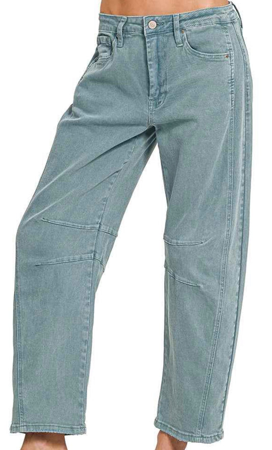 Teal Barrel Jeans