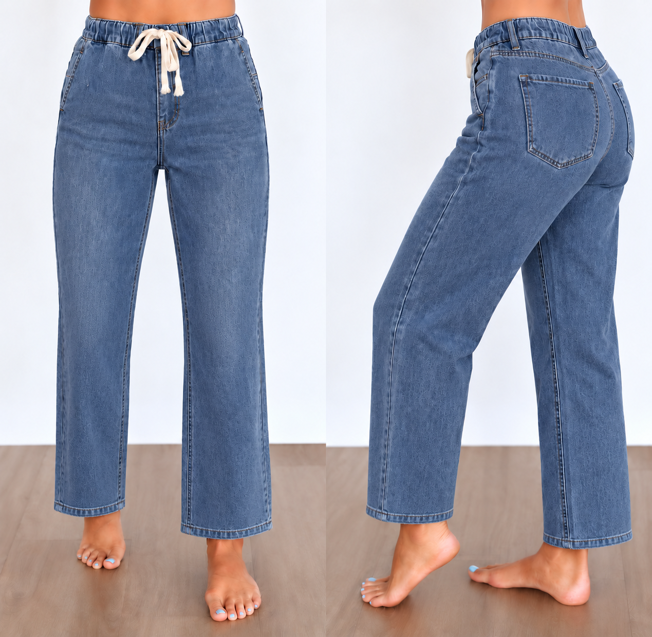 Elastic Drawstring Jeans