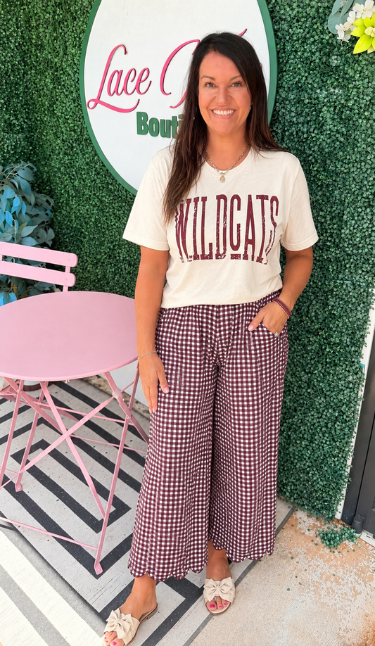 Maroon Checkered Pants