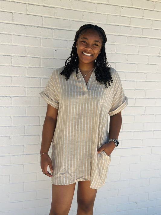 Taupe striped dress