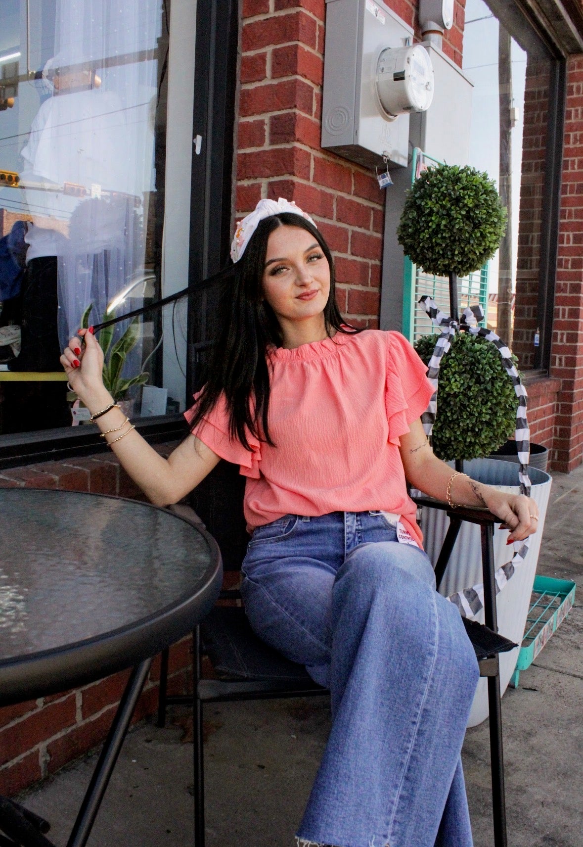 Coral blouse