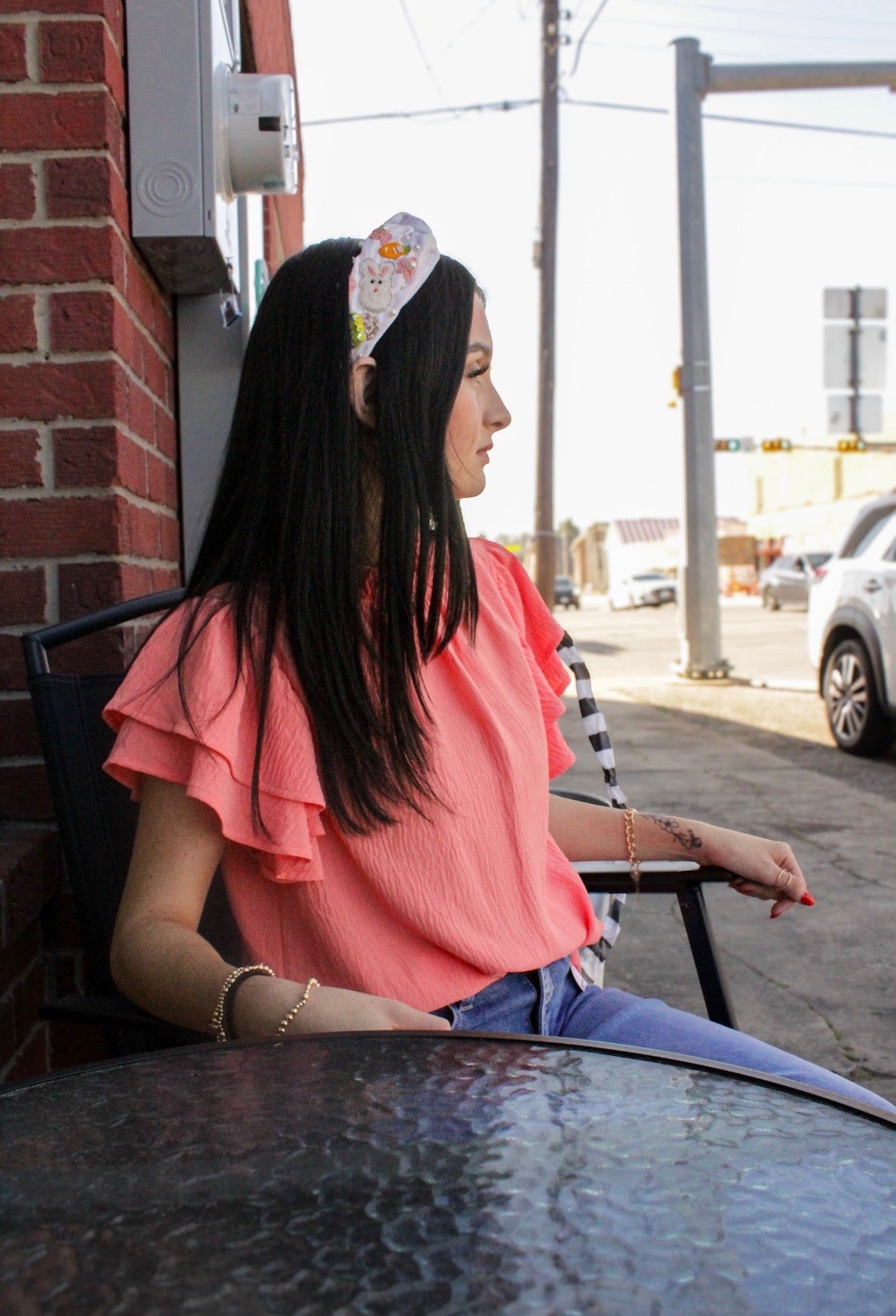 Coral blouse