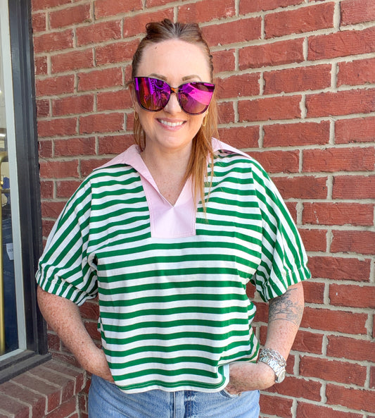 Striped Collar Top