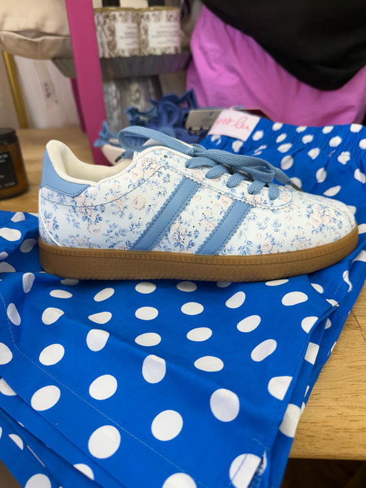 Floral Blue Striped Shoe