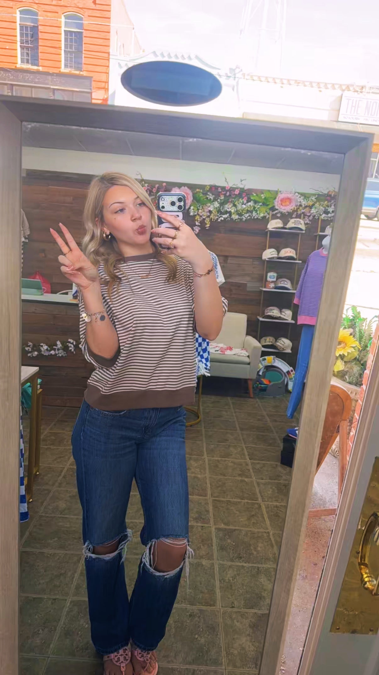 Chocolate Brown Stripe Top