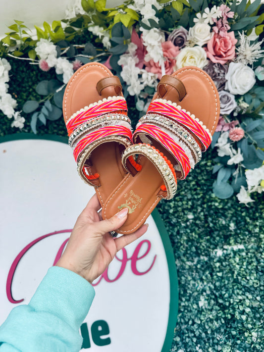 Pink boho sandals