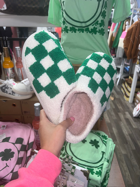 Green Checkered House Shoes